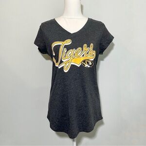 NWT Mizzou Tigers V-Neck Tee T-Shirt Top University of Missouri New Dark Gray